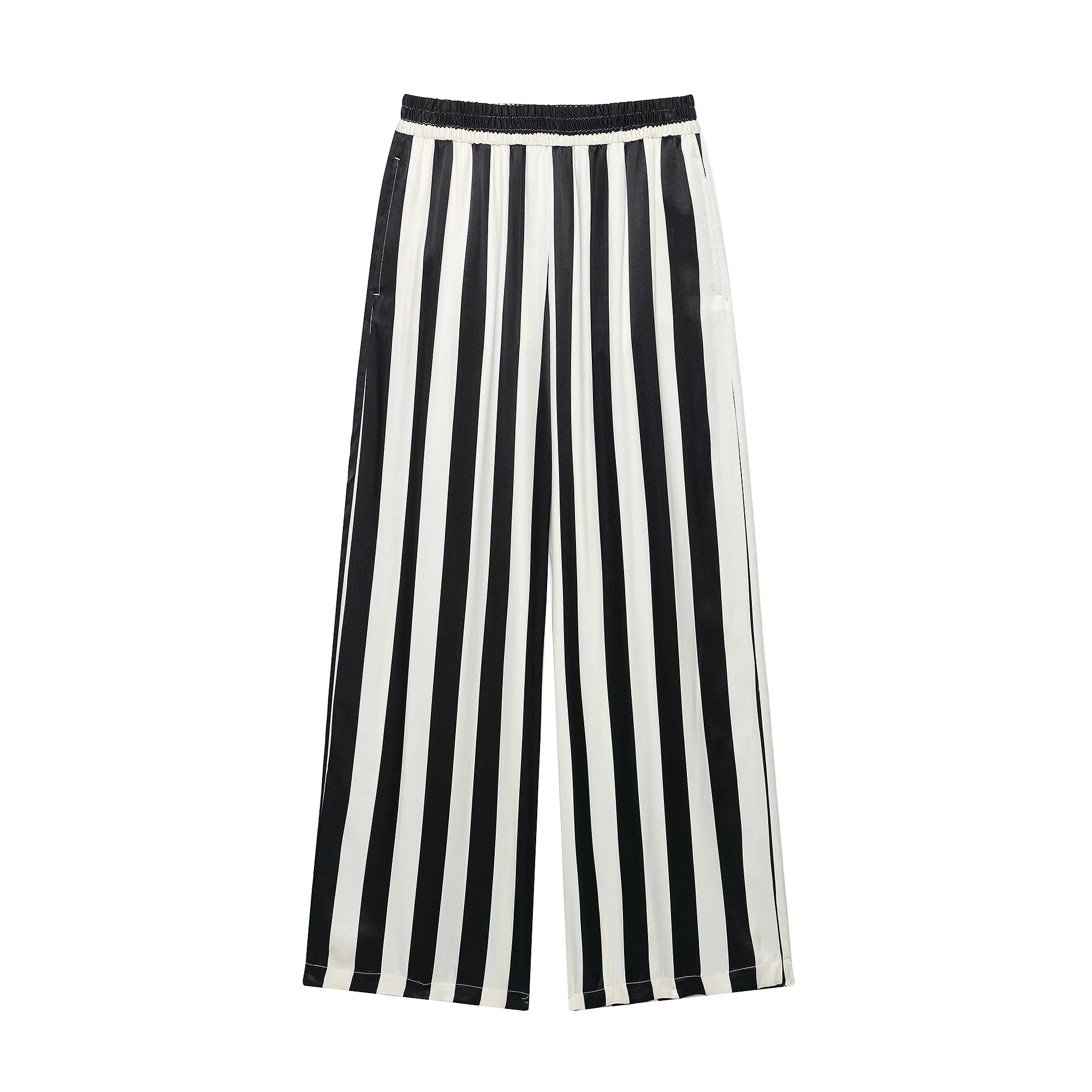 KONDALA Fashion 2026 Fall Striped Patchwork Women Blue Suit Neck-mounted Vest+ Modern Straight Pants Night Party Streetwear Set