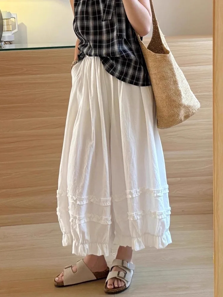 Summer thin classic retro black and white checkered women's high-waisted loose nine-eighths lantern pants (regular style)