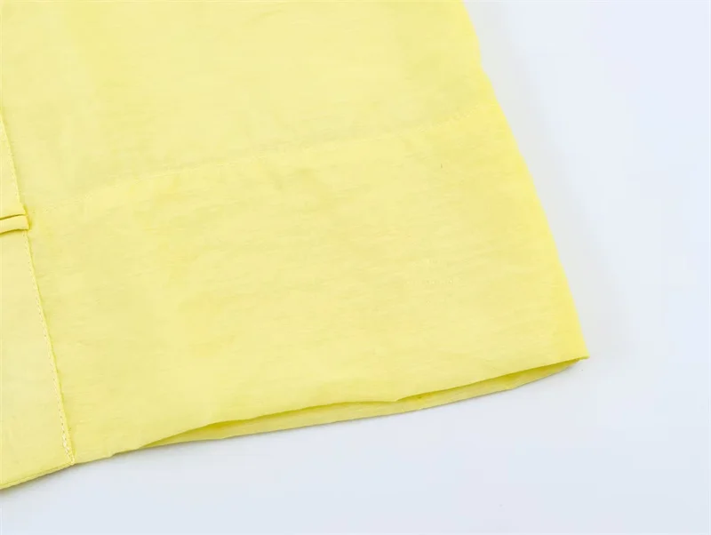 Women's Shirt 2026 Summer New Yellow Long Sleeve with Knot Button Decoration Loose Fit Beach Vacation Elegant Temperament