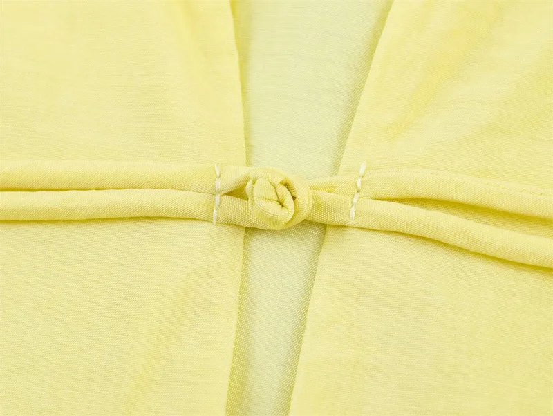 Women's Shirt 2026 Summer New Yellow Long Sleeve with Knot Button Decoration Loose Fit Beach Vacation Elegant Temperament