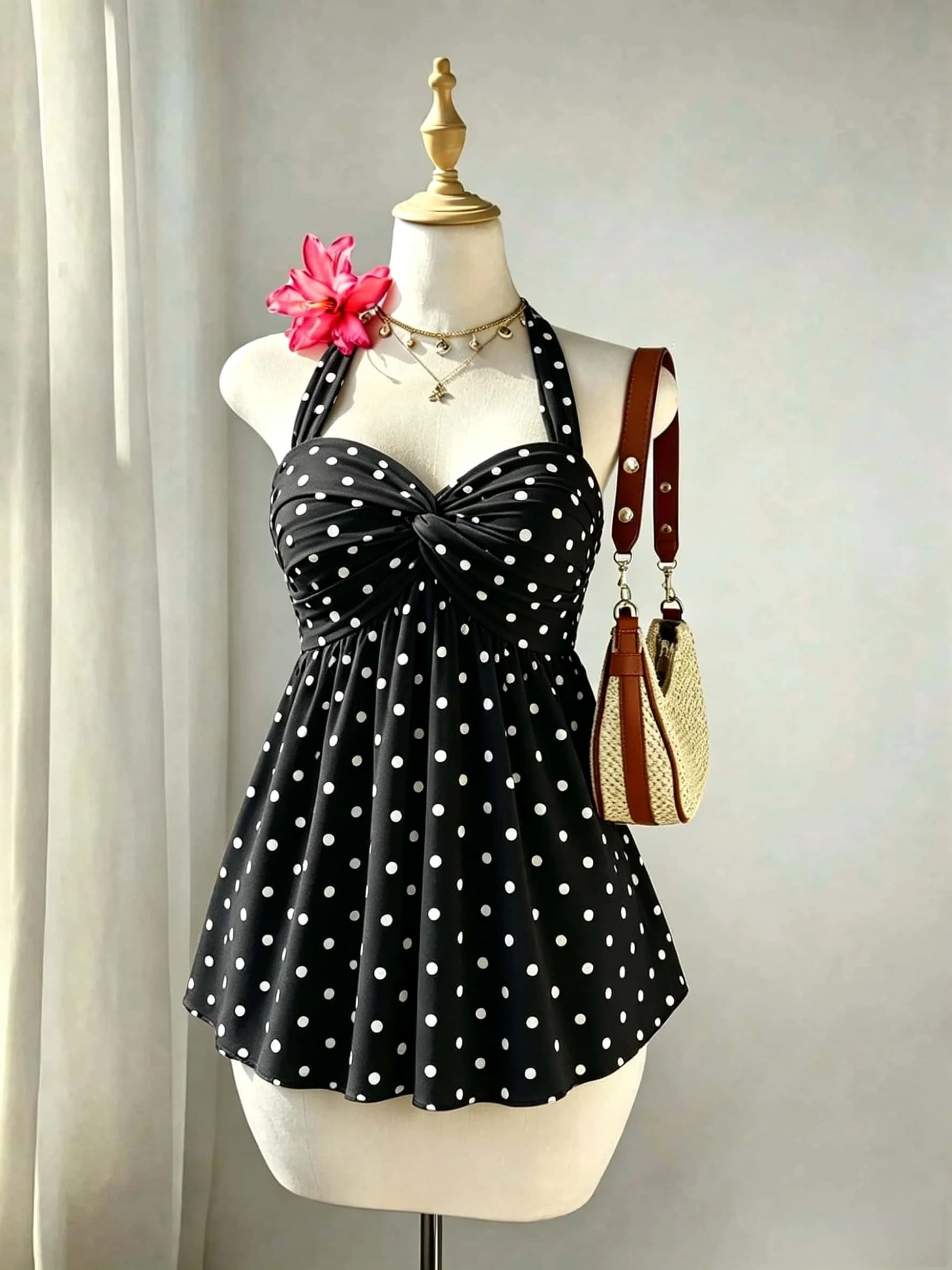 Women Halter Twist Front Sweetheart Neck Flared Peplum Camisole 2026 Summer Y2K Solid White Sleeveless Flowy Beach Vacation Tank