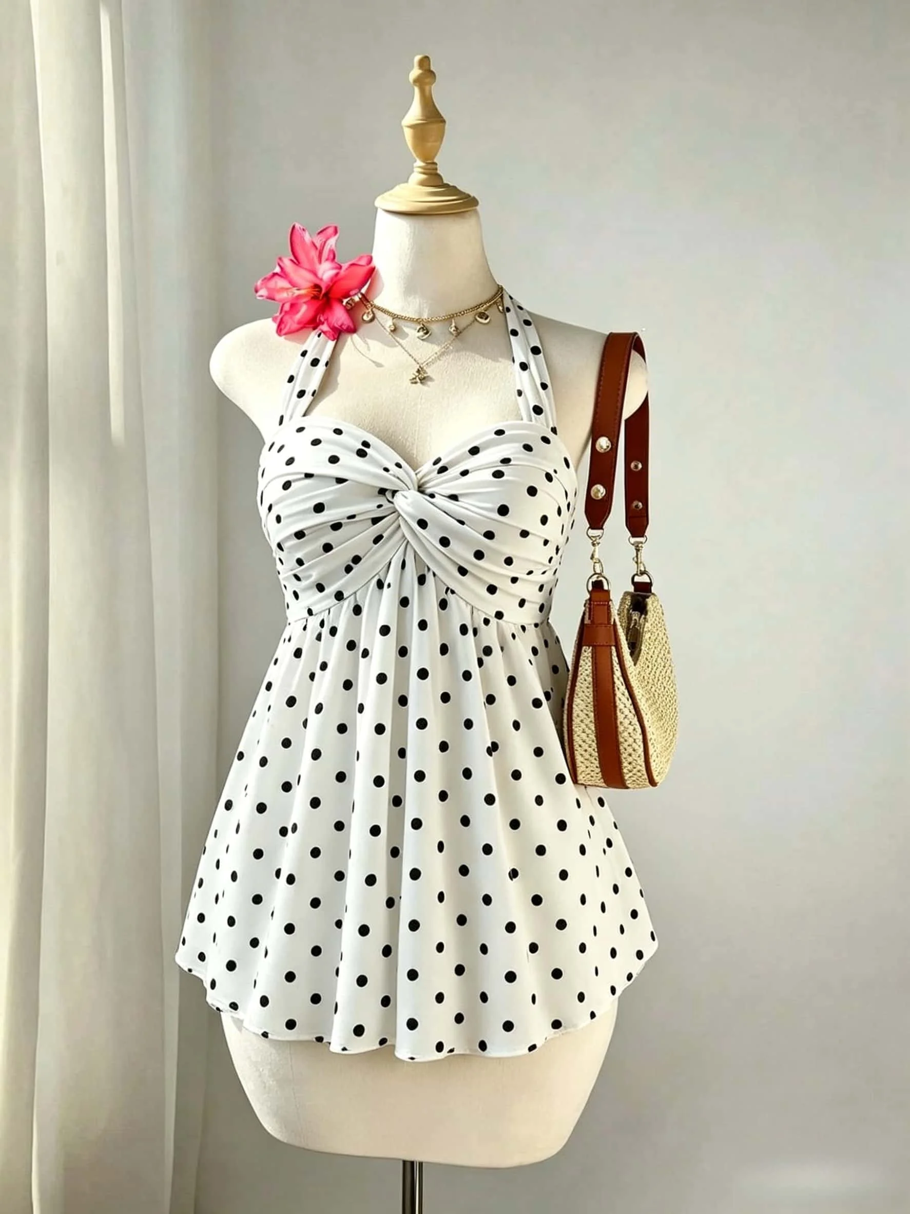 Women Halter Twist Front Sweetheart Neck Flared Peplum Camisole 2026 Summer Y2K Solid White Sleeveless Flowy Beach Vacation Tank