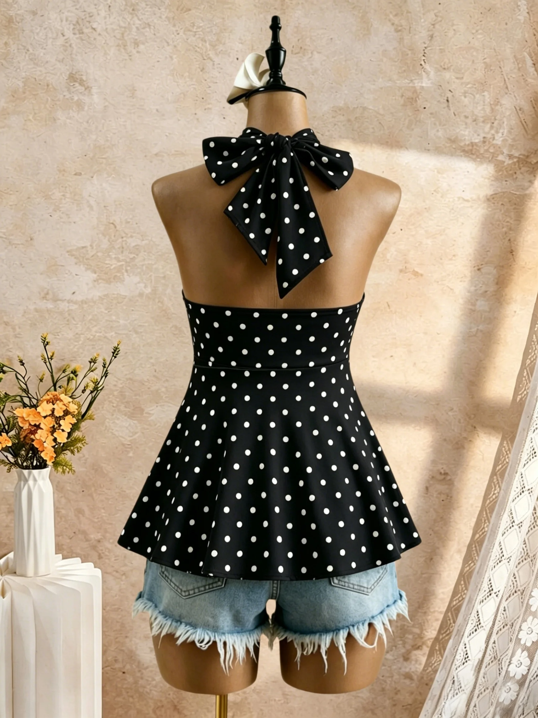Women Halter Twist Front Sweetheart Neck Flared Peplum Camisole 2026 Summer Y2K Solid White Sleeveless Flowy Beach Vacation Tank