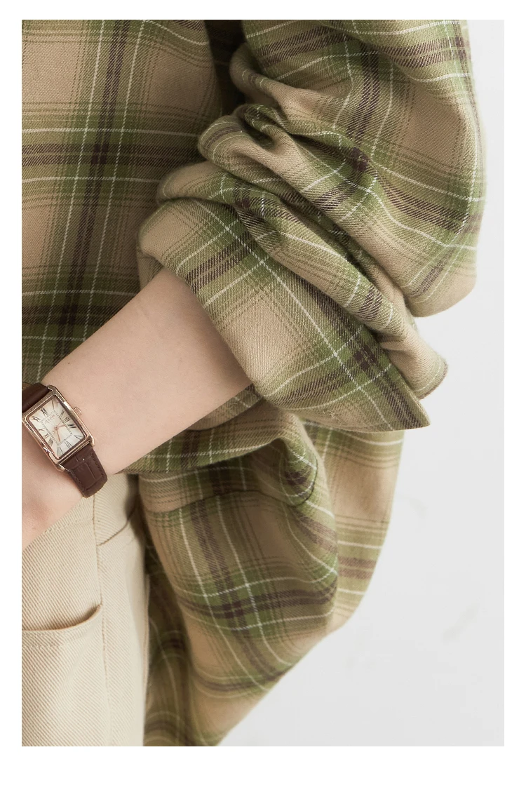 CHIC VEN Women Shirts Loose Casual New Sanding Plaid Shirt Long Sleeve Medium Long Length Blouses Female Tops Spring Autumn 2025