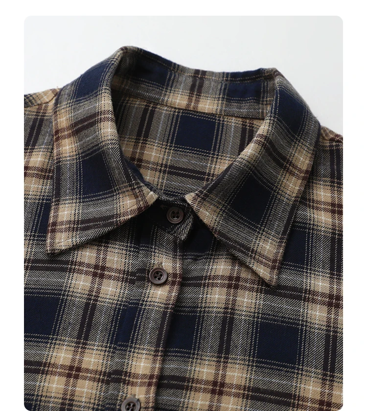 CHIC VEN Women Shirts Loose Casual New Sanding Plaid Shirt Long Sleeve Medium Long Length Blouses Female Tops Spring Autumn 2025