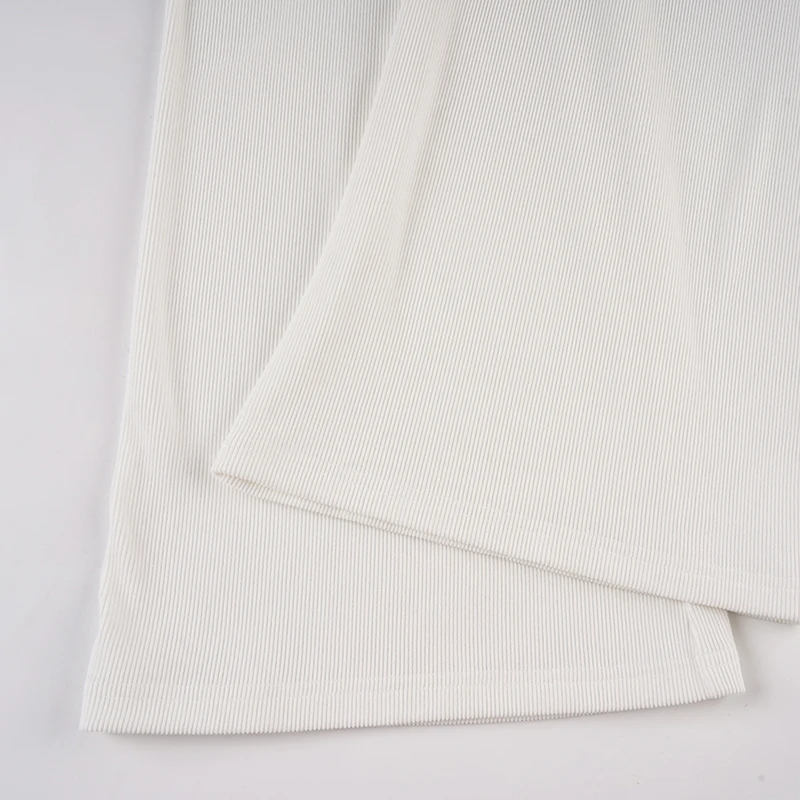 Basic Solid Low-Waisted Ribbed Knitted Pants Casual Loose Drawstring Wide Leg Pants Soft Comfy Lounge Wear Trousers Streetwear