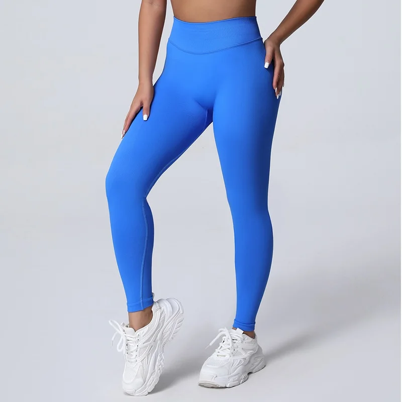 HISTELLO Impact Leggings Seamless Women Yoga Clothing Ribbed Waist Scrunch Butt Tights High Elastic Fitness Workout Gym Pnats