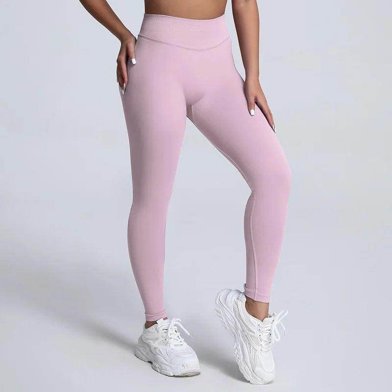 HISTELLO Impact Leggings Seamless Women Yoga Clothing Ribbed Waist Scrunch Butt Tights High Elastic Fitness Workout Gym Pnats