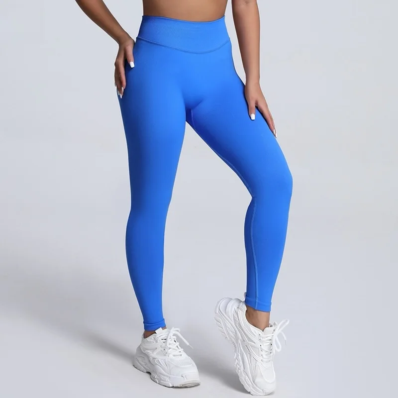HISTELLO Impact Leggings Seamless Women Yoga Clothing Ribbed Waist Scrunch Butt Tights High Elastic Fitness Workout Gym Pnats
