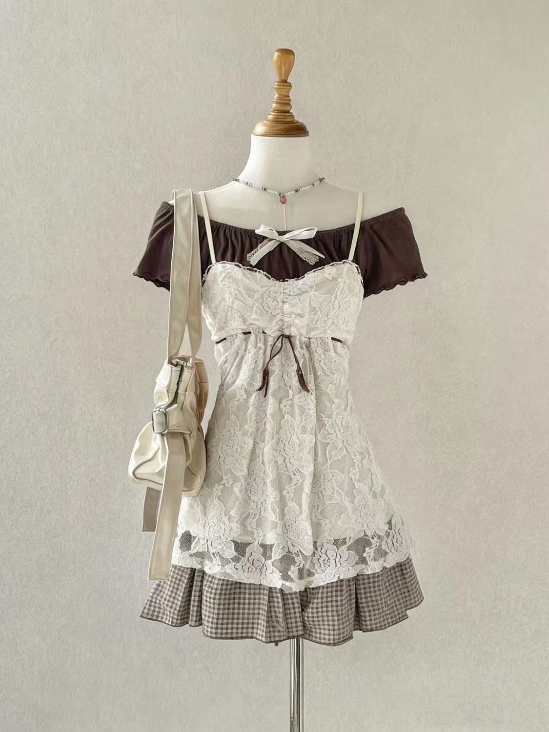 Vintage Dresses 3-Piece Set Y2k 2000s Women's Dress Slim Lace Top+Skirt Punk Sweet Sexy Hot Girl Short Skirt Elegant Summer Chic