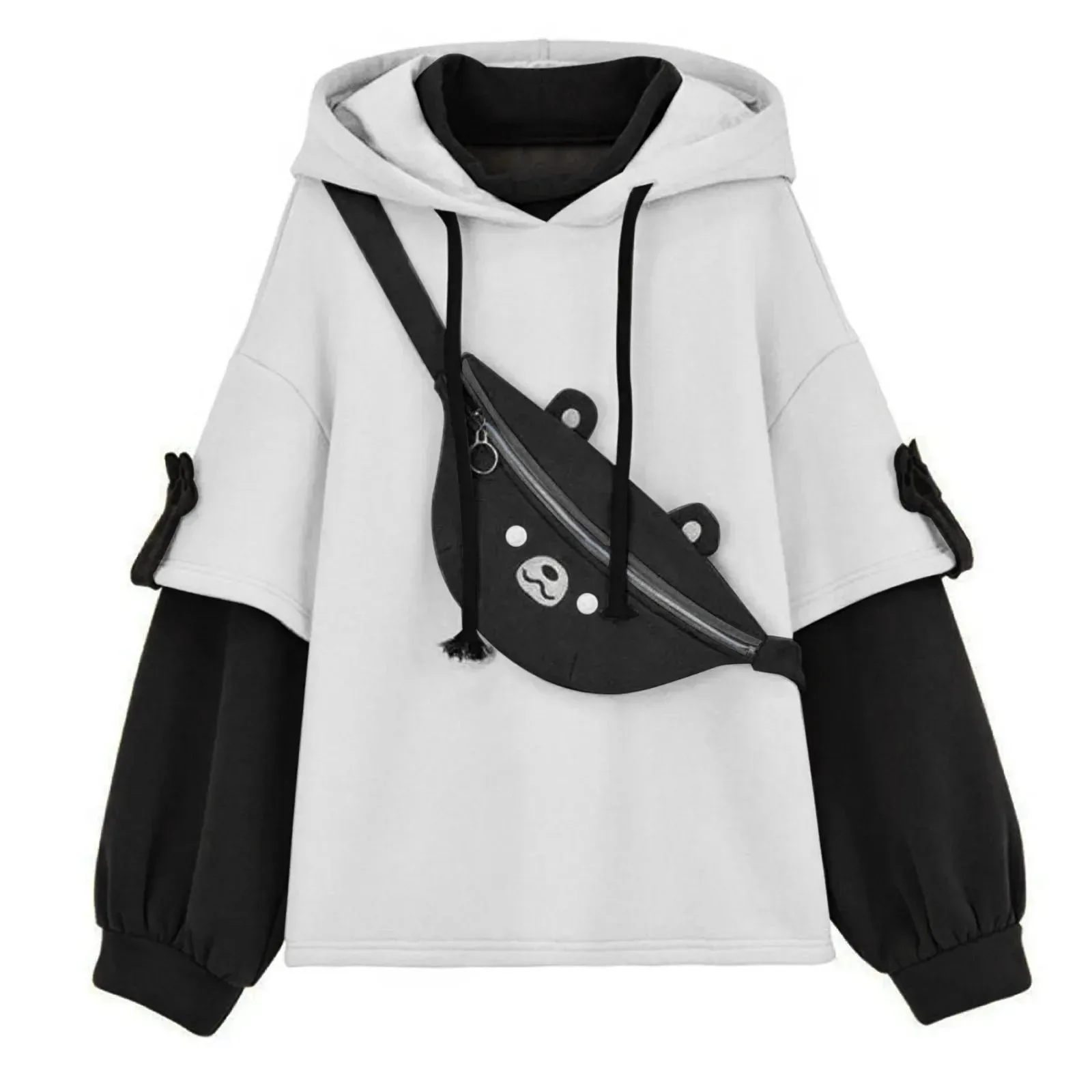 Y2K Clothes Cute bear backpack in spring and autumn fashion Hoodie Women's winter Harajuku loose casual street clothes Japanese
