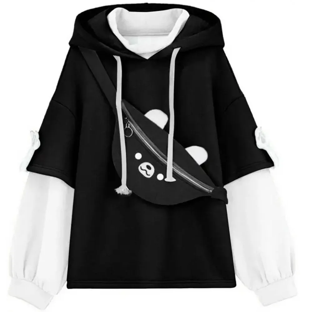 Y2K Clothes Cute bear backpack in spring and autumn fashion Hoodie Women's winter Harajuku loose casual street clothes Japanese