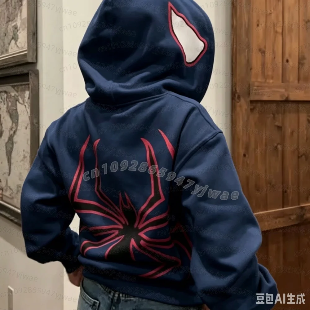 2026 Autumn And Winter Women Hooded Hoodie Harajuku Fashion Y2k Oversized Coat Personality Spider Print Men Women's Hoodie