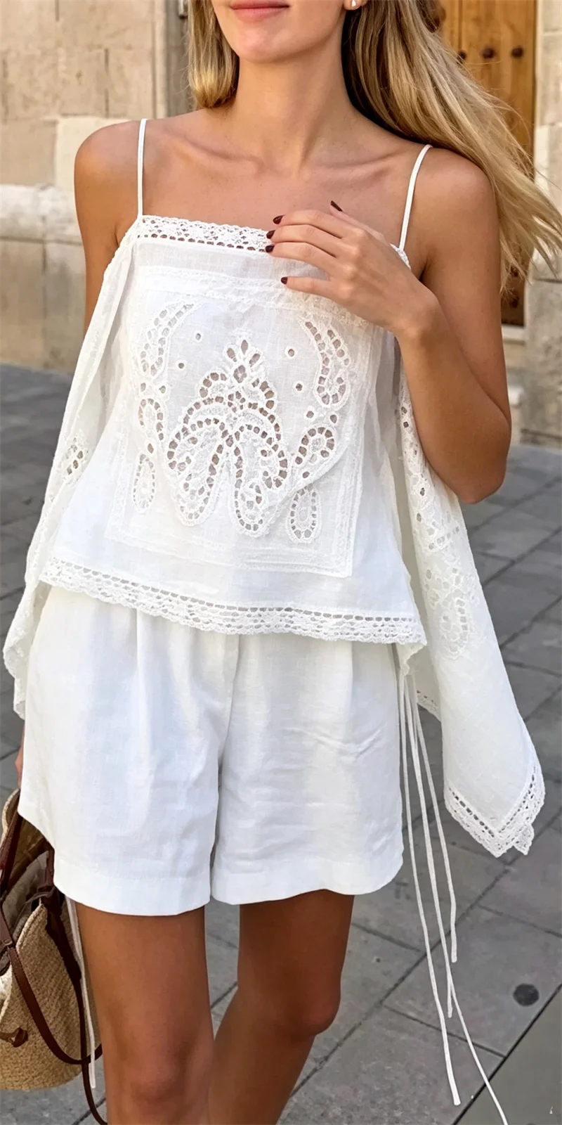 Guobioziy 2026 Women's Camisole Top, Summer Boho Beach Vacation Hollow‑Out Lace Spaghetti Strap Casual Blouse