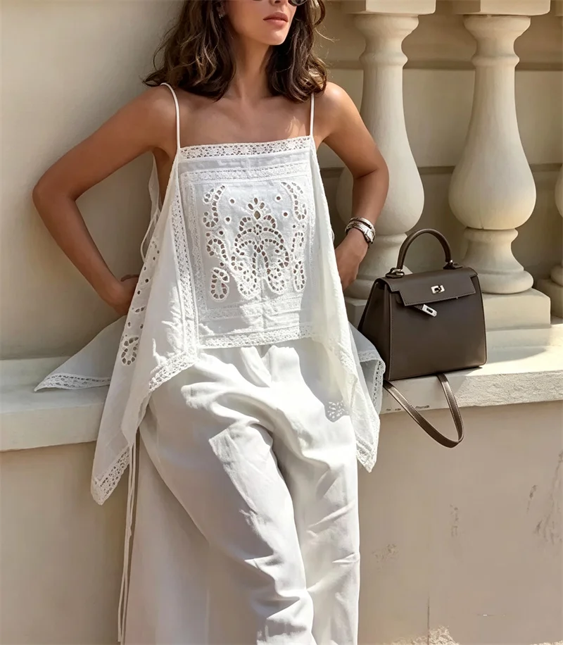 Guobioziy 2026 Women's Camisole Top, Summer Boho Beach Vacation Hollow‑Out Lace Spaghetti Strap Casual Blouse