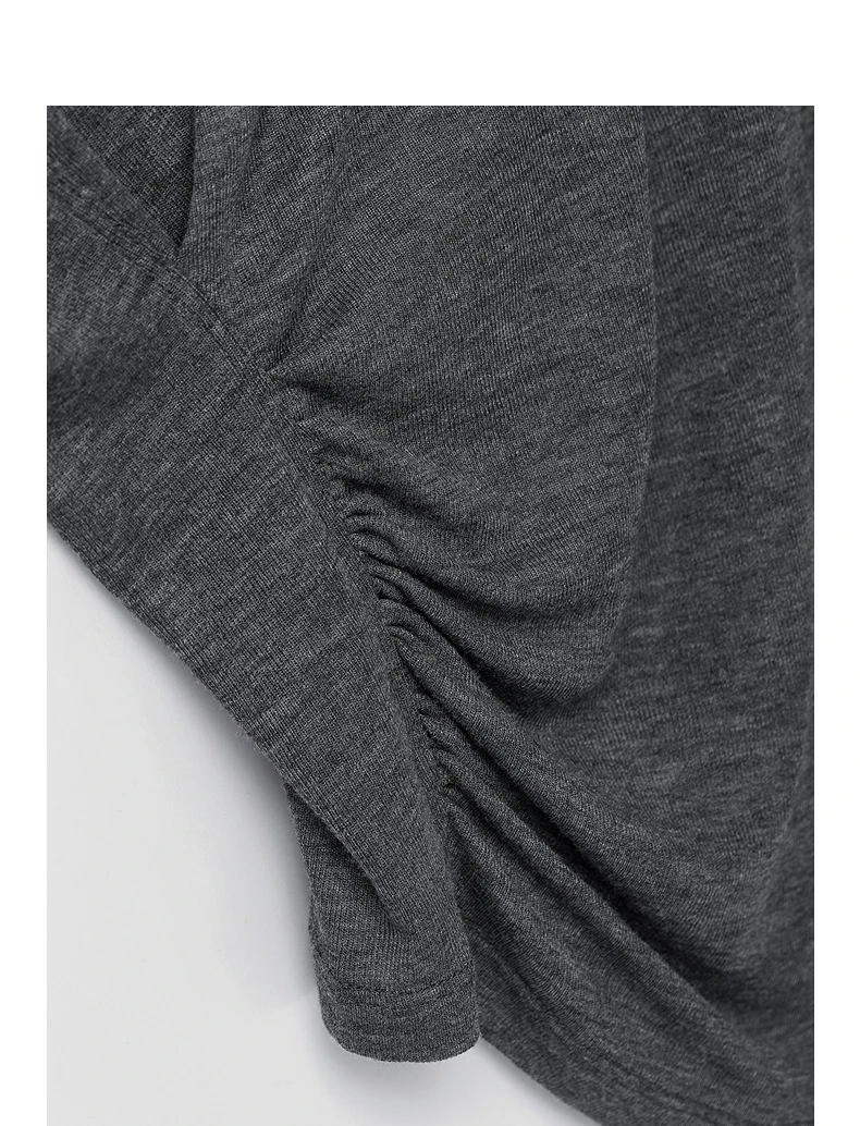 TOYOUTH Women Long Sleeve T-shirt 2025 Autumn New Irregular Pleated Wool Slim Fit Pullover Tops