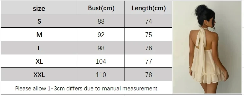 2026 Women's Elegant Halter Neck Sleeveless Ruffled Layered Chiffon Mini Dress Casual Summer Party Dress for Beach Vacation Y2K