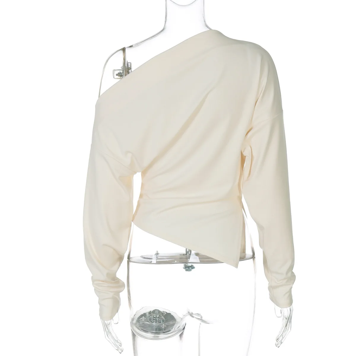 Talenza Women Casual Top Fashion Slim Slit Long Sleeve Pullover Top Sexy Strapless Pleated New Party Looks Top Female Streetwear