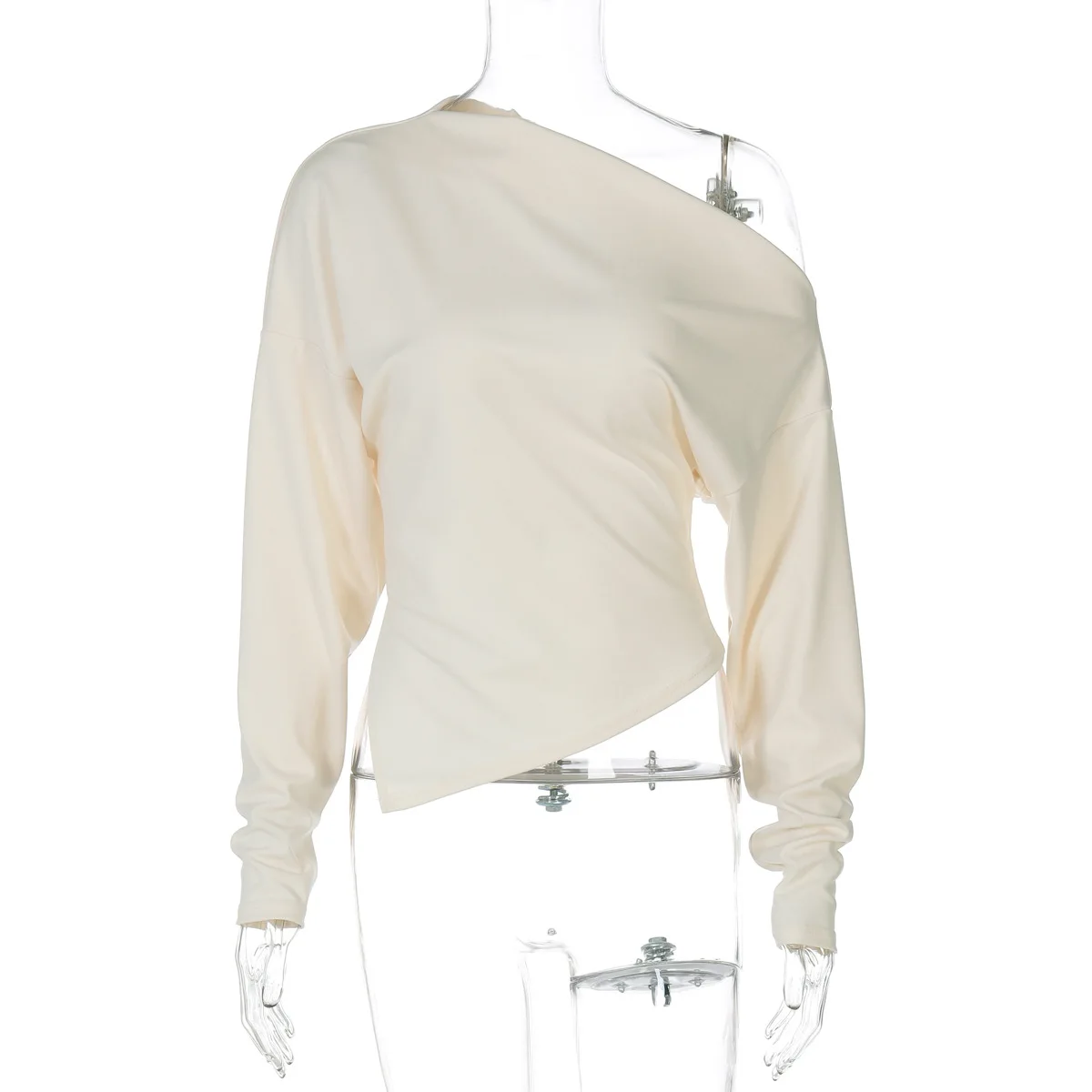 Talenza Women Casual Top Fashion Slim Slit Long Sleeve Pullover Top Sexy Strapless Pleated New Party Looks Top Female Streetwear