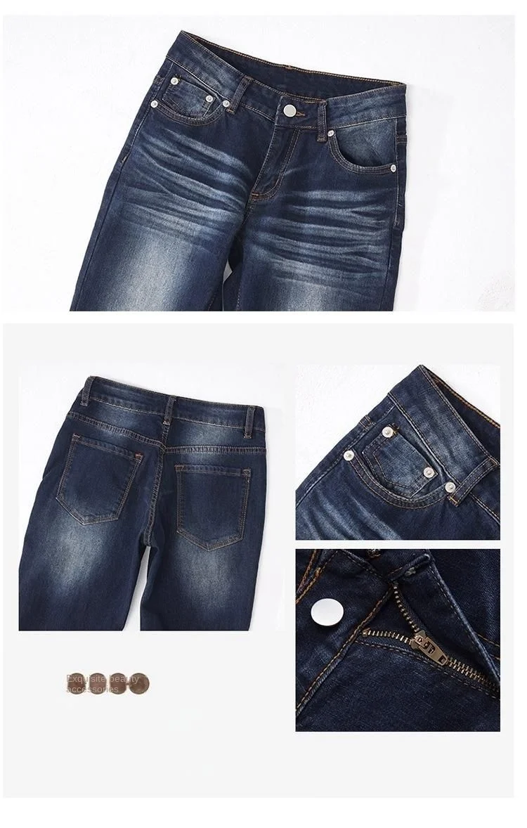 Y2K Slim Fit High Waist Casual Womens Jeans Retro Denim Pants Low Rise Flared Trousers Long Bootcut Drag Autumn for Women