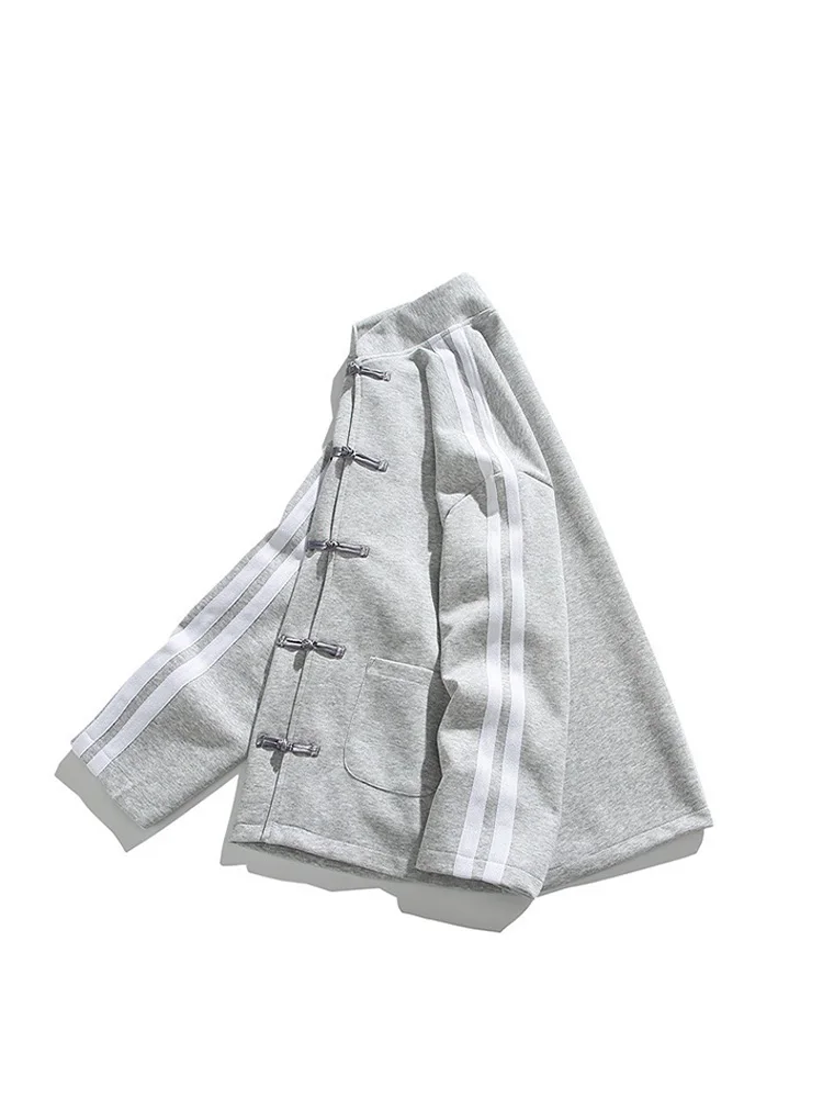 Women Oversized Sweatshirt Jacket Black Stand Collar Hoodie Coat Striped Sleeve Casual Streetwear Y2K Fashion Autumn Winter