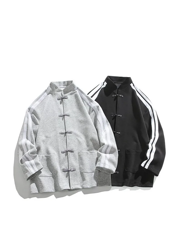 Women Oversized Sweatshirt Jacket Black Stand Collar Hoodie Coat Striped Sleeve Casual Streetwear Y2K Fashion Autumn Winter