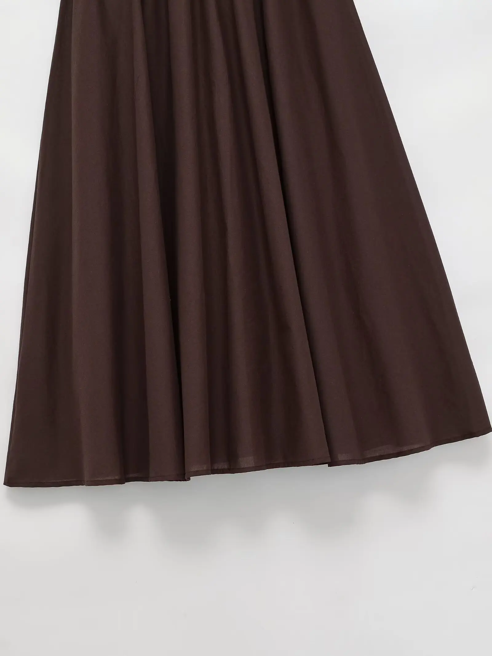 BSAY Summer Beach Vacation Midi Skirt Women Solid Color Elastic High Waist Pleated Flowy A-Line Swing Long Skirt Casual Skirts