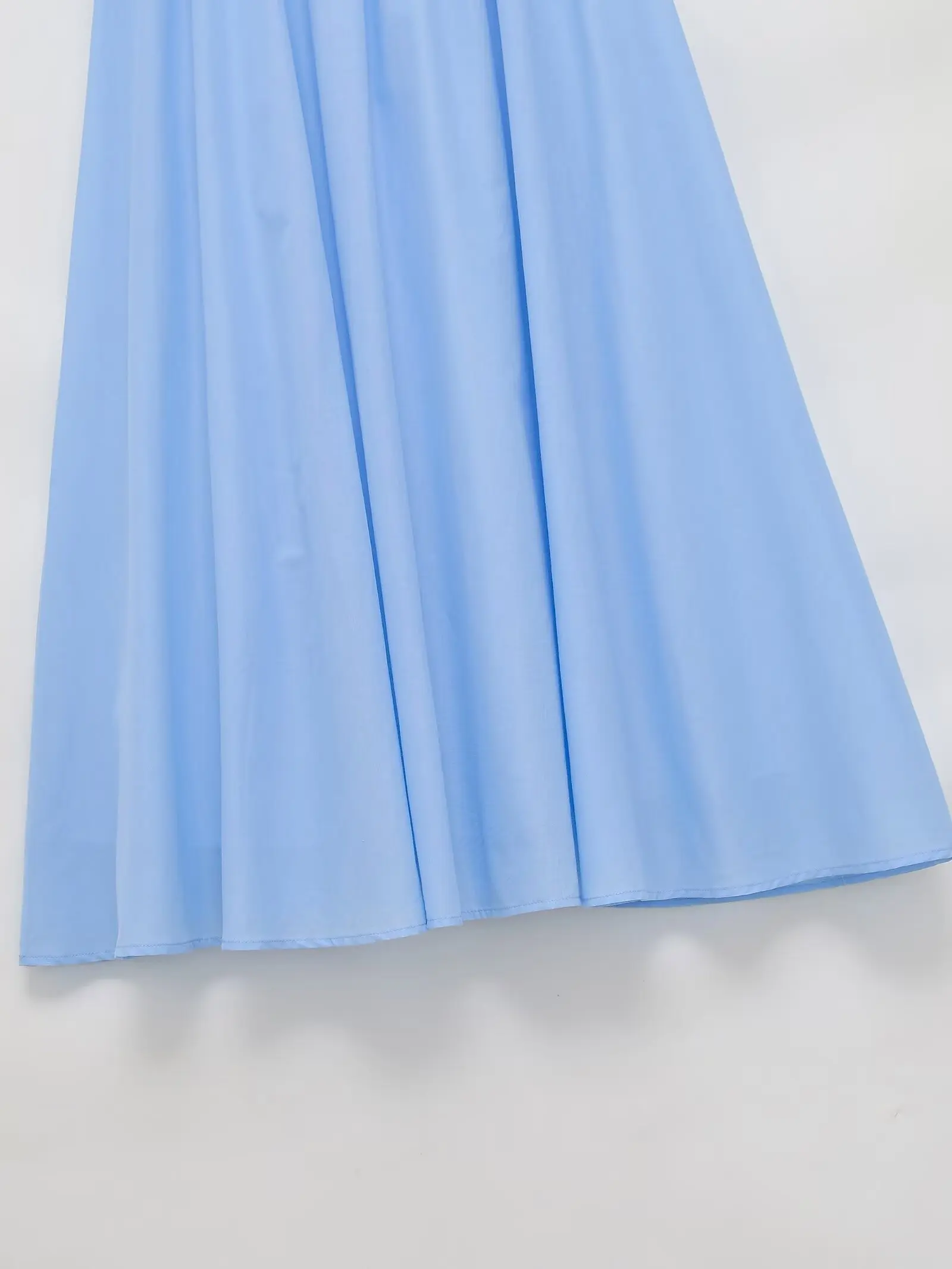 BSAY Summer Beach Vacation Midi Skirt Women Solid Color Elastic High Waist Pleated Flowy A-Line Swing Long Skirt Casual Skirts