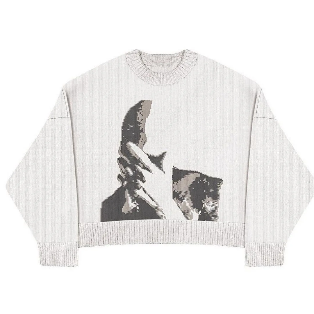 Autumn Winter Women Retro Pullover Sweater Fashion Long Sleeve Star Pattern Y2K Sweater Lady Casual Harajuku Knit Sweater Unisex