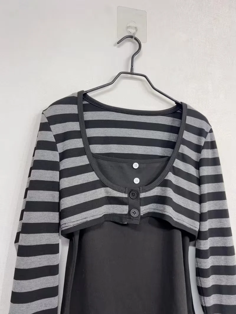 Y2k Emo Women Streetwear Acubi Fairycore Tops Stripe Long Sleeve Aesthetics Graphic Tshirt Goth Grunge T-shirt 2000s Alt Clothes