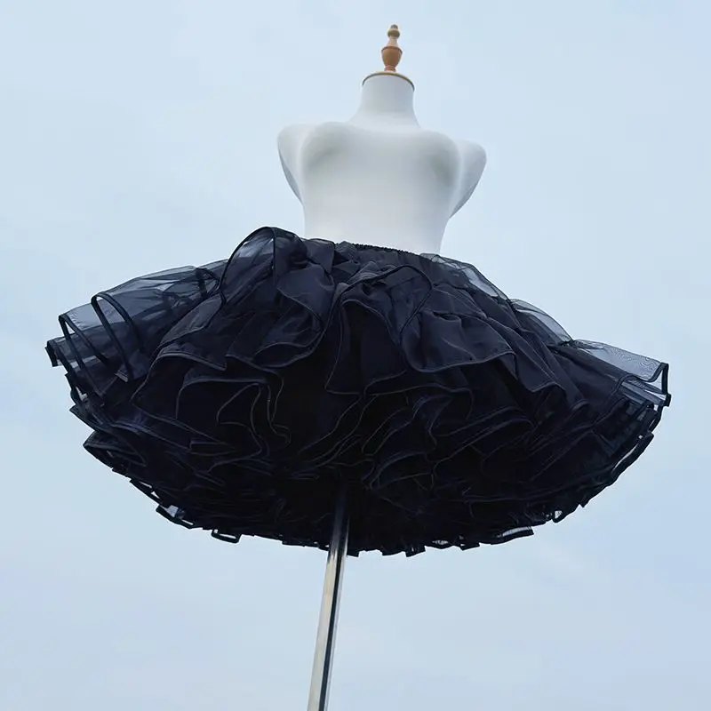 Lolita Boneless Crinoline Petticoat Black Ultra Poof Soft Mesh Short Skirt Flight Heaven Underskirt for Kawaii Style 25-45cm