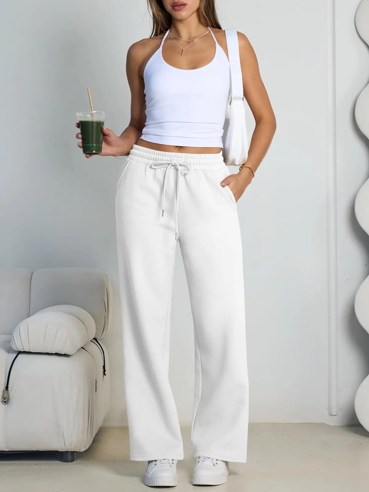 2026 New Harajuku Wide Leg Sweatpants Women Streetwear Baggy Oversize Gray Sports Pants Woman Drawstring Casual Joggers Trousers