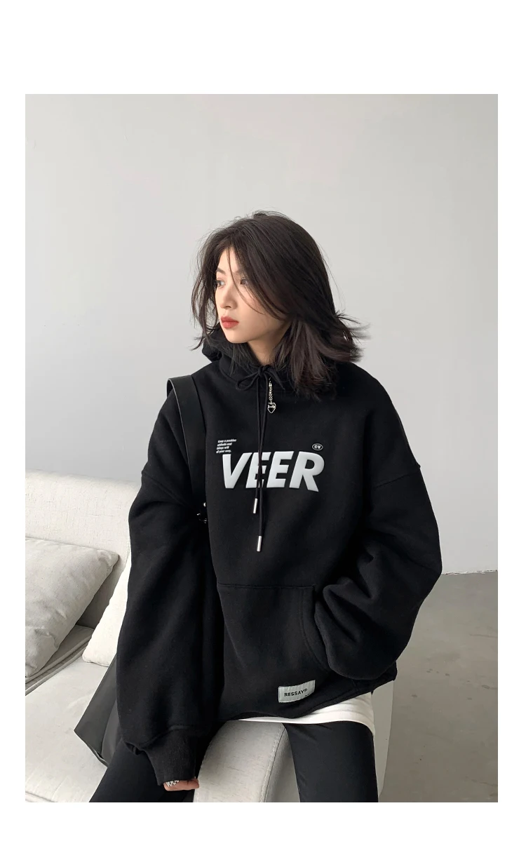 CHIC VEN New Women Sweatshirts Loose Casual Retro Hooded Plush Thick Oversized Female Jacket Pullover Coat Autumn Winter 2025
