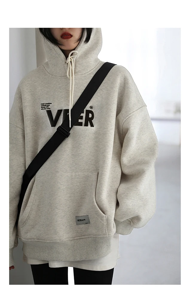 CHIC VEN New Women Sweatshirts Loose Casual Retro Hooded Plush Thick Oversized Female Jacket Pullover Coat Autumn Winter 2025