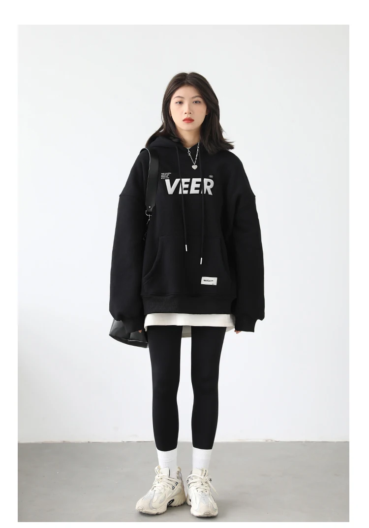 CHIC VEN New Women Sweatshirts Loose Casual Retro Hooded Plush Thick Oversized Female Jacket Pullover Coat Autumn Winter 2025