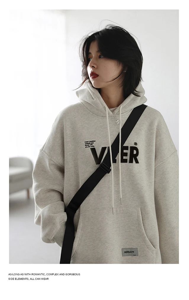 CHIC VEN New Women Sweatshirts Loose Casual Retro Hooded Plush Thick Oversized Female Jacket Pullover Coat Autumn Winter 2025