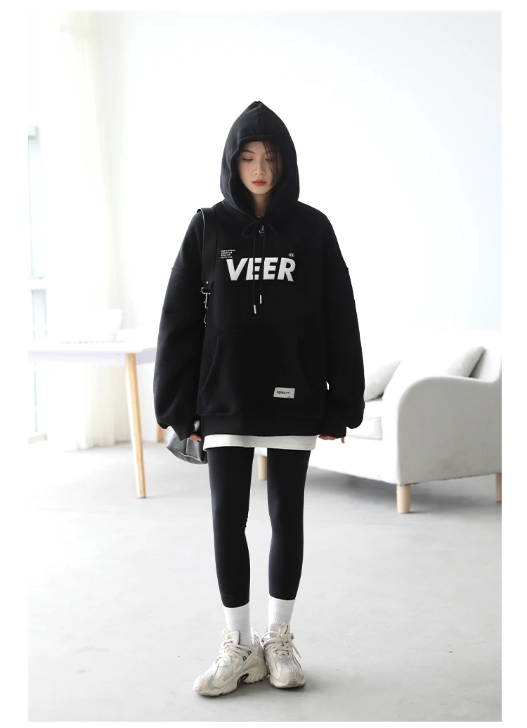 CHIC VEN New Women Sweatshirts Loose Casual Retro Hooded Plush Thick Oversized Female Jacket Pullover Coat Autumn Winter 2025