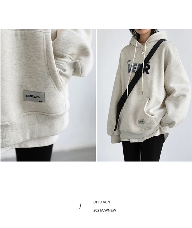 CHIC VEN New Women Sweatshirts Loose Casual Retro Hooded Plush Thick Oversized Female Jacket Pullover Coat Autumn Winter 2025