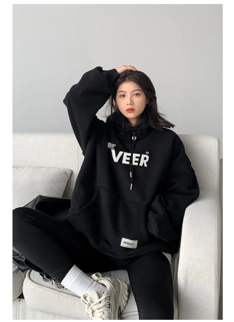 CHIC VEN New Women Sweatshirts Loose Casual Retro Hooded Plush Thick Oversized Female Jacket Pullover Coat Autumn Winter 2025
