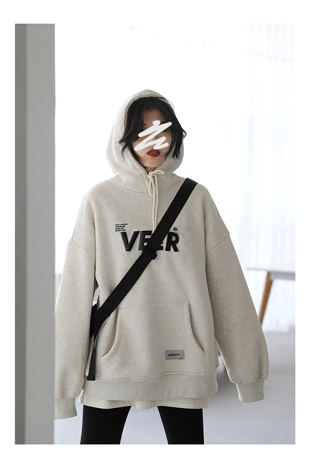 CHIC VEN New Women Sweatshirts Loose Casual Retro Hooded Plush Thick Oversized Female Jacket Pullover Coat Autumn Winter 2025