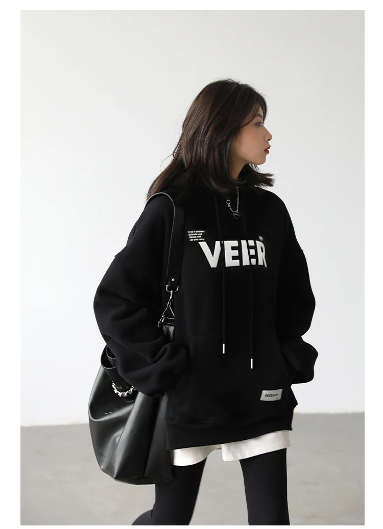 CHIC VEN New Women Sweatshirts Loose Casual Retro Hooded Plush Thick Oversized Female Jacket Pullover Coat Autumn Winter 2025