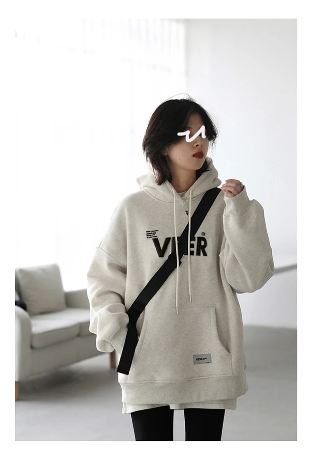 CHIC VEN New Women Sweatshirts Loose Casual Retro Hooded Plush Thick Oversized Female Jacket Pullover Coat Autumn Winter 2025