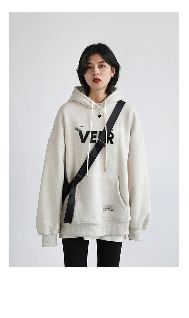 CHIC VEN New Women Sweatshirts Loose Casual Retro Hooded Plush Thick Oversized Female Jacket Pullover Coat Autumn Winter 2025
