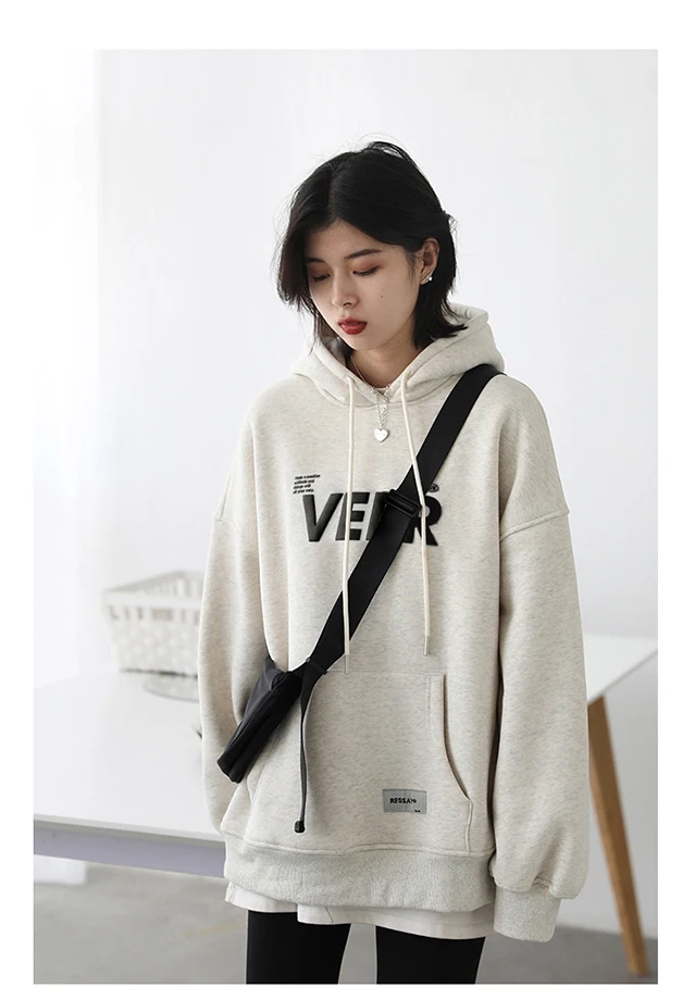 CHIC VEN New Women Sweatshirts Loose Casual Retro Hooded Plush Thick Oversized Female Jacket Pullover Coat Autumn Winter 2025