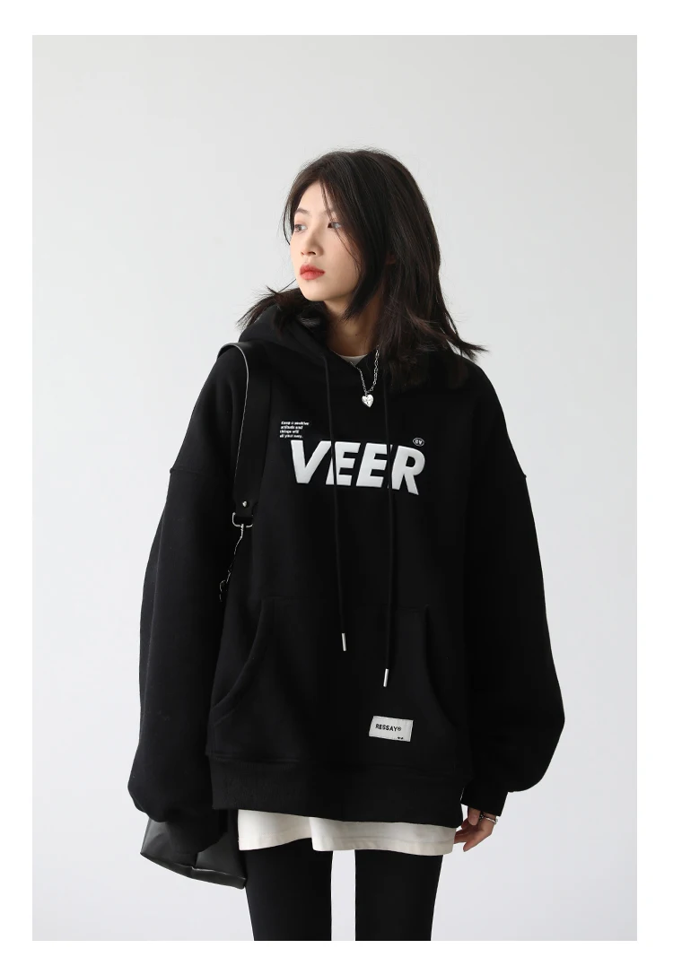 CHIC VEN New Women Sweatshirts Loose Casual Retro Hooded Plush Thick Oversized Female Jacket Pullover Coat Autumn Winter 2025