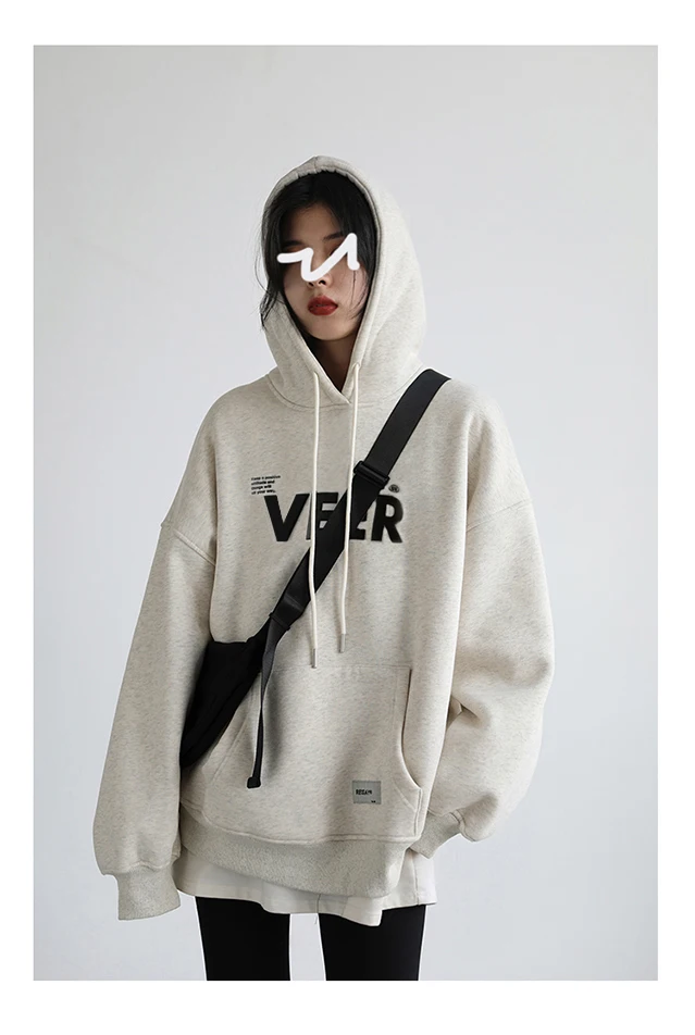 CHIC VEN New Women Sweatshirts Loose Casual Retro Hooded Plush Thick Oversized Female Jacket Pullover Coat Autumn Winter 2025