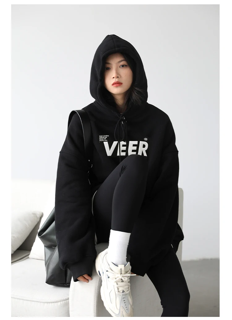 CHIC VEN New Women Sweatshirts Loose Casual Retro Hooded Plush Thick Oversized Female Jacket Pullover Coat Autumn Winter 2025