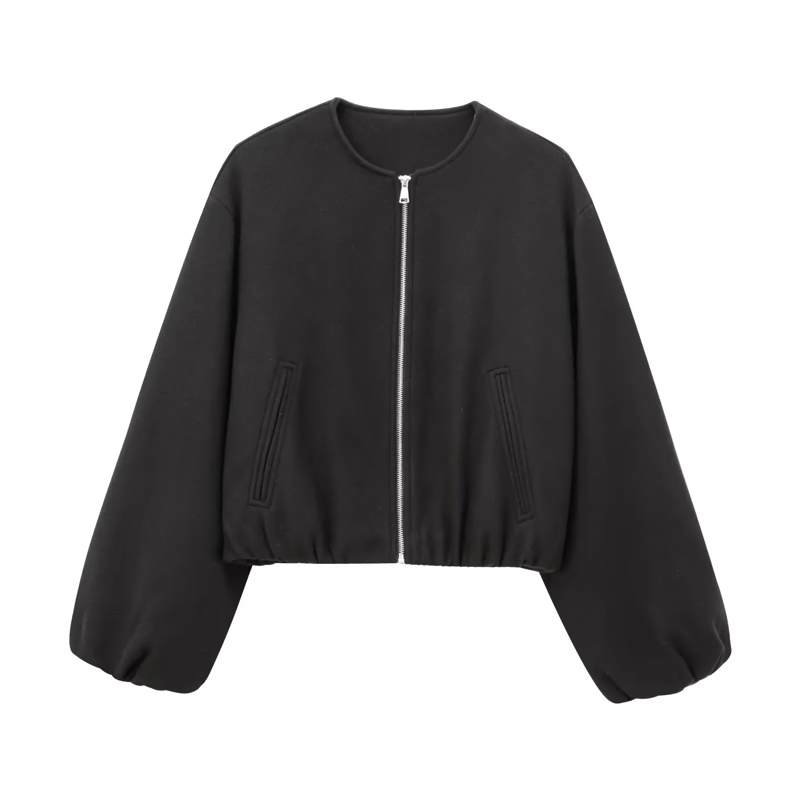 MUJER Fleece Bomber Jackets for Women Soft Zipper Woman's Sports Jacket Casual Cropped Jacket Women Long Sleeve Coats Outerwears