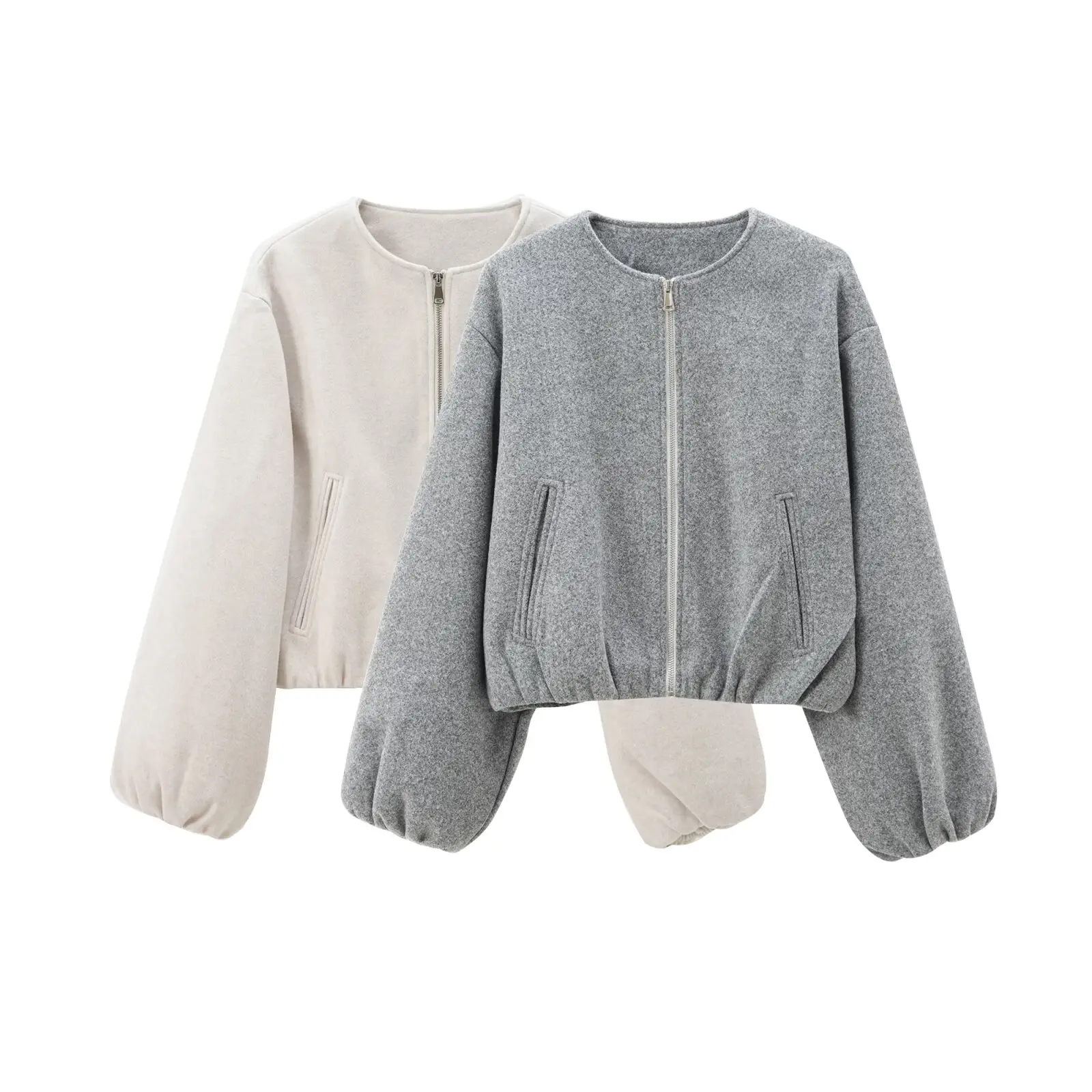 MUJER Fleece Bomber Jackets for Women Soft Zipper Woman's Sports Jacket Casual Cropped Jacket Women Long Sleeve Coats Outerwears