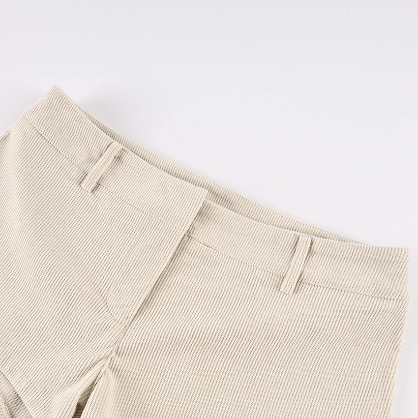 Linad Autumn Sexy Corduroy Mini Pants For Woman 2025 Street Chic Beige Zipper Shorts Fashion Brown High Waist Shorts Female